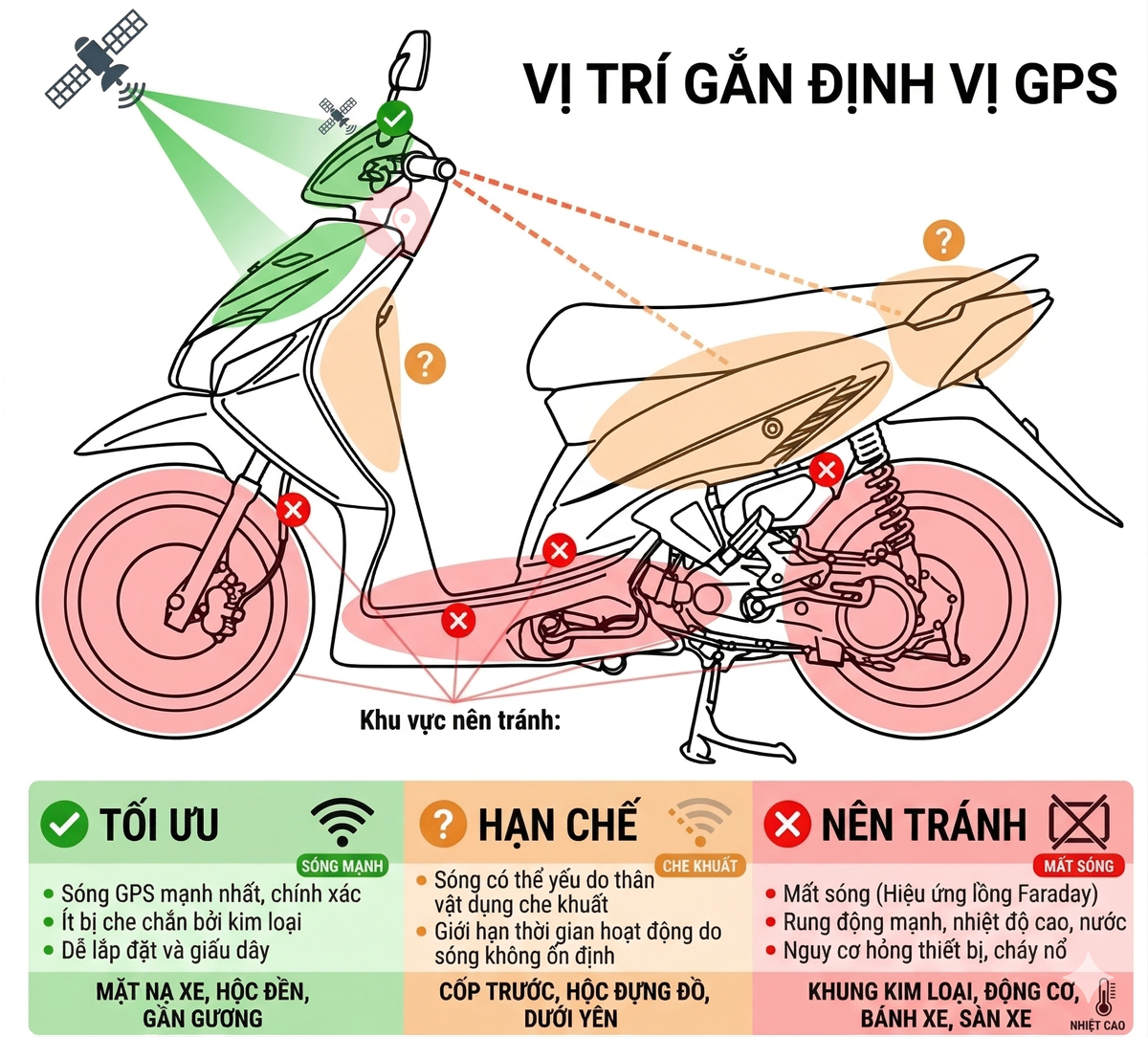 Vị trí gắn định vị xe máy tối ưu